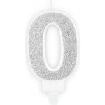 PartyDeco Narozeninová svíčka 0 stříbrná 7 cm – Zboží Dáma
