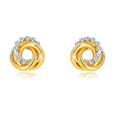 Šperky eshop ve žlutém zlatě dva prstence a zirkonový kruh puzetky GG37.34 – Zboží Mobilmania