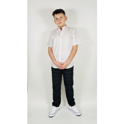 Reporter Young kostkované chinos kalhoty s gumou v pase tmavě modré – Zboží Dáma