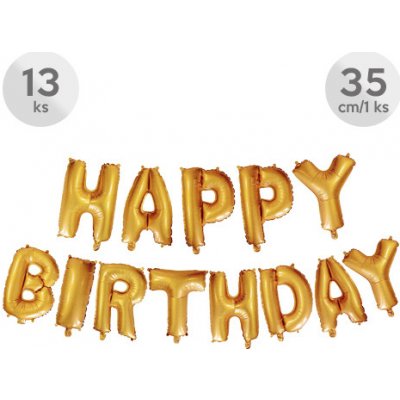 JUNIOR Balón narozeninový Happy Birthday 35 cm stříbrný – Zboží Dáma