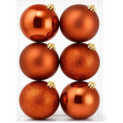 DECOLED Sada vánočních ozdob měděná 10 cm, 2× lesk, 2× mat, 2× glitter, balení 6 ks – Hledejceny.cz