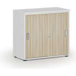 Primo Kancelářská skříň se zasouvacími dveřmi WHITE, 740 x 800 x 420 mm, bílá/dub přírodní – Zboží Dáma