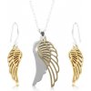 Šperky eshop stříbrná sada andělské křídlo ve stříbrném a zlatém odstínu SP90.22