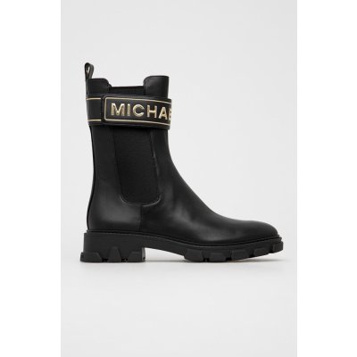 Michael Kors kožené kotníkové boty MICHAEL Ridley dámské na plochém podpatku černá – Zboží Mobilmania