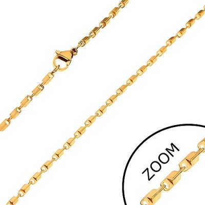 Šperky eshop Ocelový řetízek zlaté barvy lesklé zkosené hranaté články Z27.08 – Zboží Mobilmania