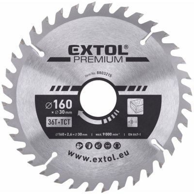 EXTOL PREMIUM Kotouč pilový s SK plátky, O 160x2,6x30mm, 36T (8803215) – Hledejceny.cz