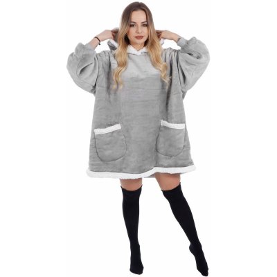 Mikinová deka oversized světle SPRINGOS šedá – Zboží Dáma
