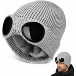 Čepice Aviator 2v1 s brýlemi zimní teplá dámská pánská šedá – Hledejceny.cz