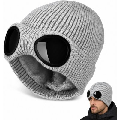 Čepice Aviator 2v1 s brýlemi zimní teplá dámská pánská šedá – Hledejceny.cz