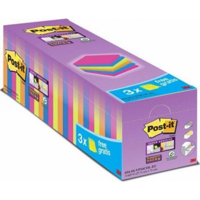 Post-It 3M Post-it Sticky Notes_ Super Sticky _21 bloků + 3 ZDARMA, každý s 90 barevnými poznámkami 76x76mm_654-SS-VP24COL 3 – Hledejceny.cz