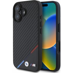 BMW Ochranný kryt na iPhone 16 - BMW, M Carbon Tricolor Stripe MagSafe Black BMHMP16S23PUDTK