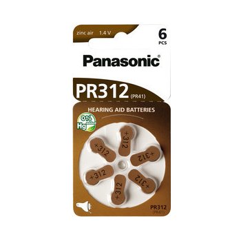 Panasonic baterie do naslouchadel 6ks PR312(41)/6LB