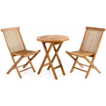 Luxusní balkonový set z týkového dřeva 1 stůl a 2 skládací židle P339