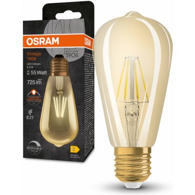Osram 4099854081514 Stmívatelná LED žárovka E27 6,5 W Vintage 1906, teplá bílá – Zboží Živě