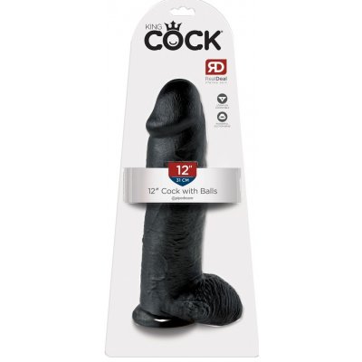 Pipedream King Cock 12″ Cock with Balls Black, dildo s přísavkou 30,5 cm x 7,6 cm