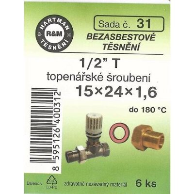 HARTMAN těsnění bezazbestové 1/2" T topenářské šroubení, sada č. 31 – Zboží Dáma