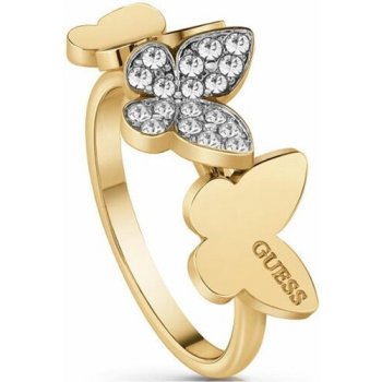 Guess Elegantní pozlacený prsten s motýly UBR78004