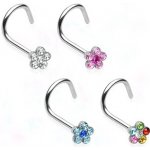 Šperky4U zahnutý piercing do nosu kytička N01062-P – Zboží Dáma