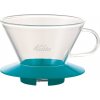 Alternativní příprava kávy Kalita Wave 185 dripper skleněný tyrkysový