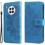 Flower PU kožené peněženkové pouzdro pro mobil Huawei Nova 8i/Honor 50 Lite - modré – Zboží Mobilmania
