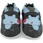 Carozoo Kožené capáčky s koženou podrážkou vlk Černá – Zboží Dáma