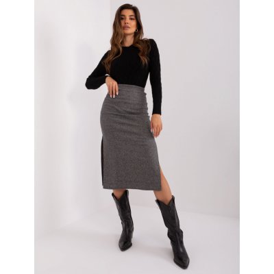 Basic midi sukně s rozparky na bocích lk-sd-509400.87p dark grey – Zboží Dáma
