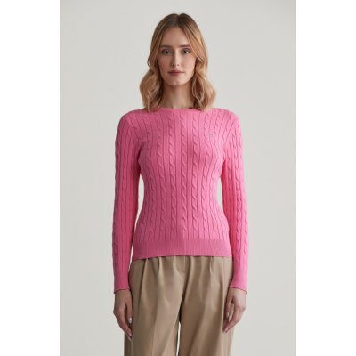 Gant STRETCH COTTON CABLE C-NECK růžová – Hledejceny.cz