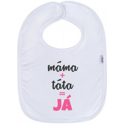 New Baby Kojenecký bavlněný bryndák máma+táta=JÁ růžový Růžová