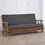 Nueva Textura strečový potah na sedačku - dvojkřeslo s dřevěnými rukojeťmi Niagara antracitový 130 - 160 cm – Zbozi.Blesk.cz