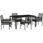 OMAXI 890771 Zahradní jídelní souprava 5 pcs Černá Poly ratan – Hledejceny.cz