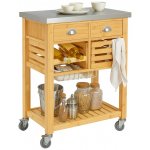 Servírovací stolek kolečka kov dřevo nerez NoBi MALORKA – Zboží Dáma