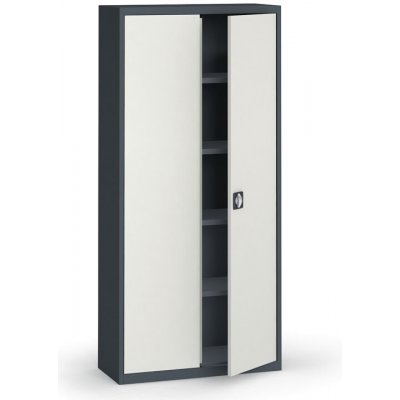 Metal Plechová policová skříň, 1950 x 950 x 400 mm, 4 police, grafit / šedá – Zboží Mobilmania