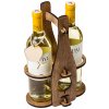 Dřevěný dárkový nosič na 2 vína s visačkou ve tvaru láhve, Hnědá