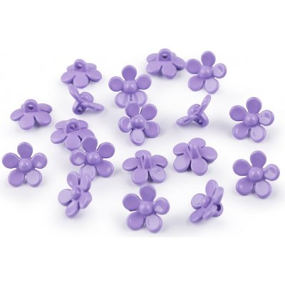 Plastové knoflíky / korálky květ Ø15 mm, malé, 4 fialová lila