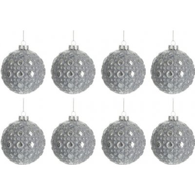Sada 8 vintage šedých vánočních koulí s patinou - Ø 7,8*8,2 cm - J-Line by Jolipa – Hledejceny.cz