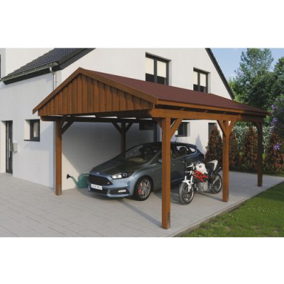 SKAN HOLZ Přístřešek na auto Fichtelberg 423 x 566 cm ořech – Hledejceny.cz