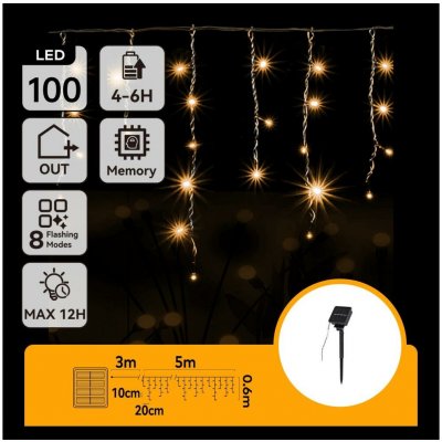 Aigostar LED Solární vánoční řetěz 100xLED 8 funkcí 8x0,6m IP65 teplá bílá | AI0436 – Hledejceny.cz