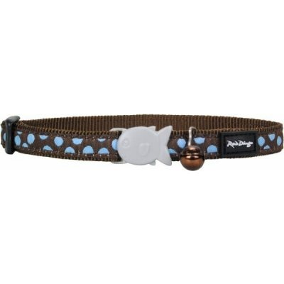 Red Dingo obojek pro kočky Blue Spots on Brown 12 mm – Zboží Dáma