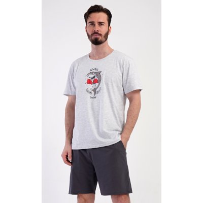 Pánské pyžamo šortky Žralok světle šedá – Zboží Dáma