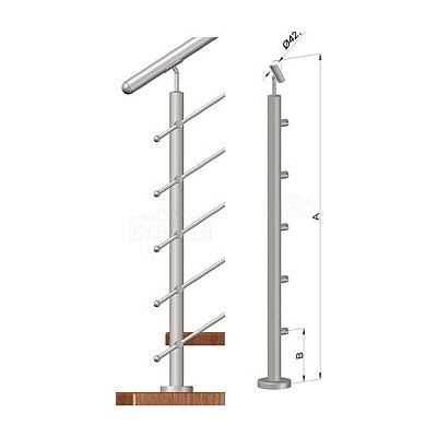 Zábradlí na schodiště - sloupek s vrchním kotvením, 5 prutů, EB1-VHS5-2 – Zbozi.Blesk.cz