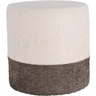 Home Styling Collection, Kulatý čalouněný puf ve dvou barvách boucle, 34 × 35 cm, světle béžový