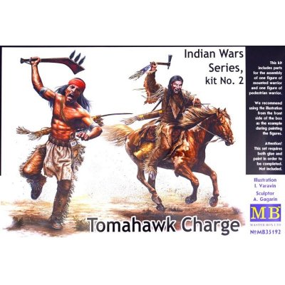 Master Box Tomahawk Charge Indian Wars 2 fig.+ horseMB35195 1:35