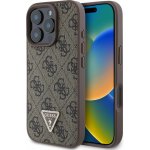 Guess PU 4G Strass Triangle Metal Logo Zadní pro iPhone 16 Pro Brown – Sleviste.cz