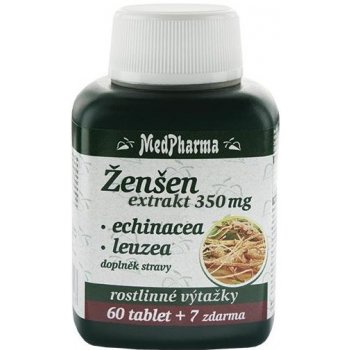 MedPharma Ženšen extrakt 350 mg + echinacea + leuzea 67 tablet