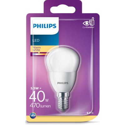 Philips LED klasik, 5,5W, E14, teplá bílá – Zboží Mobilmania