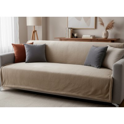 Mybesthome Přehoz na sedačku - pohovku - deka BERTA béžová 170x210 cm – Sleviste.cz
