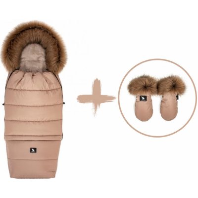 Cottonmoose Set zimní fusak s rukavicemi COMBI YUKON 3v1 Camel kávová – Zboží Mobilmania