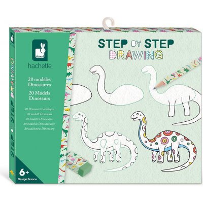 Janod Step by step Kreativní sada Kreslení krok za krokem Dinosauři – Hledejceny.cz