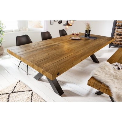 Massive home | Jídelní stůl Thor X Vintage Brown 200 cm masiv borovice 8cm tloušťka desky 38461 – Sleviste.cz