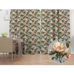Biante Bavlněný závěs Sandra SA-545 Květy magnolie na šedomodrém 150x190 cm – Hledejceny.cz